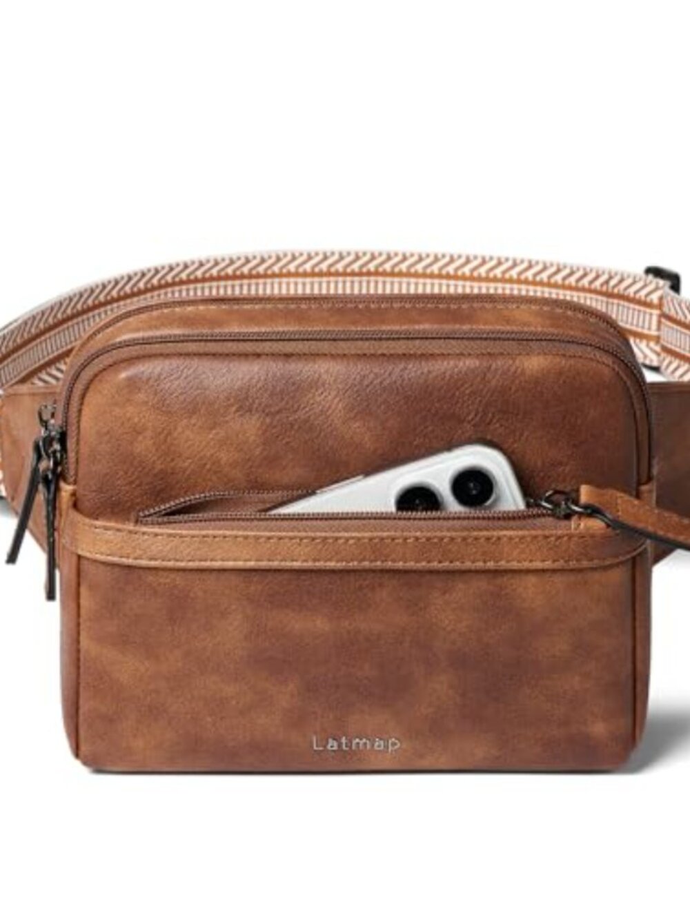 4-Pocket Faux Leather Fanny Pack Crossbody Belt Bag